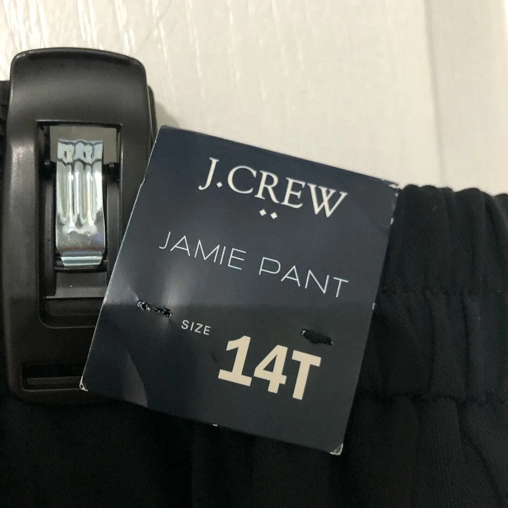 J. Crew Women's Jamie Pants Size 14T Black Straight Leg Classic Pull‎ On NWT